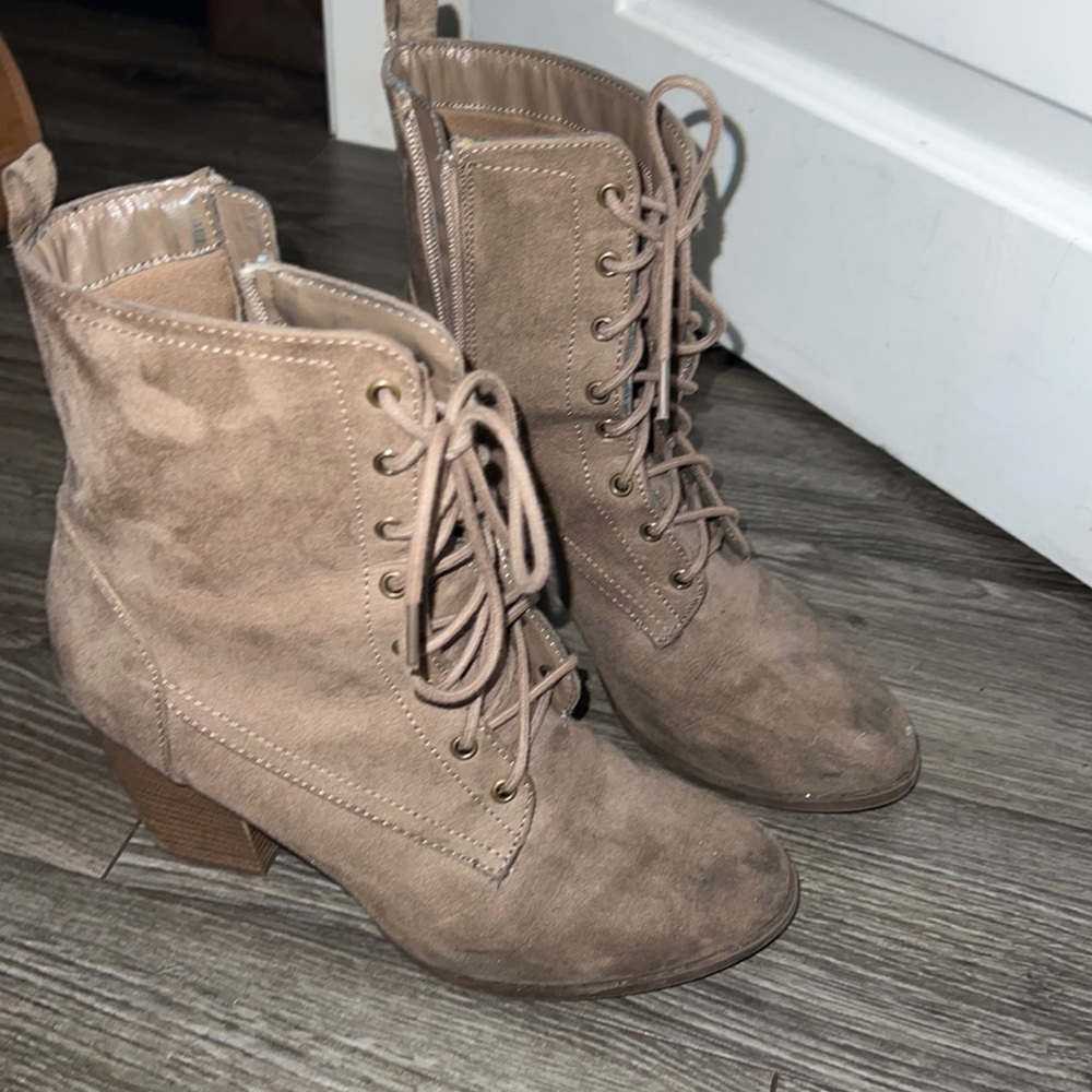 Tan suede booties